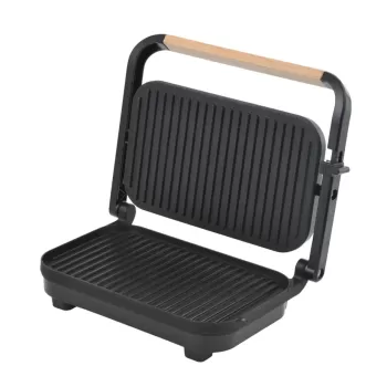 Sandwich-maker Grill HAUSBERG HB-632, 1100-1300 W, Panini, Placi nonaderente, Maner rece, Negru