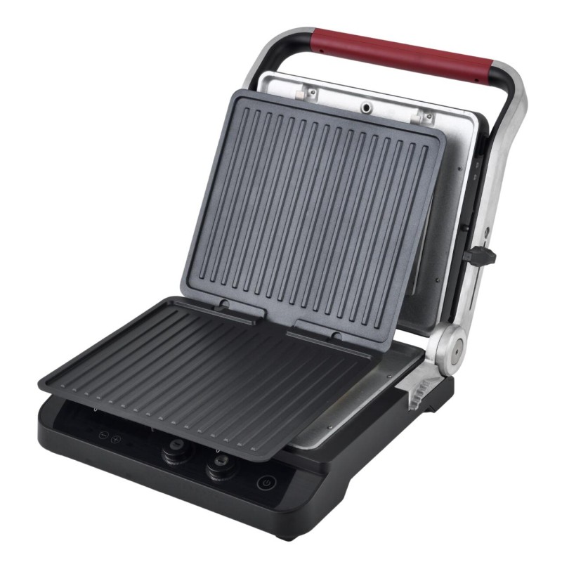 Sandwich maker & grill HAUSBERG HB-636NG, 1650-2000W, Termostat reglabil, Buton de control, Afisaj Led, Inox