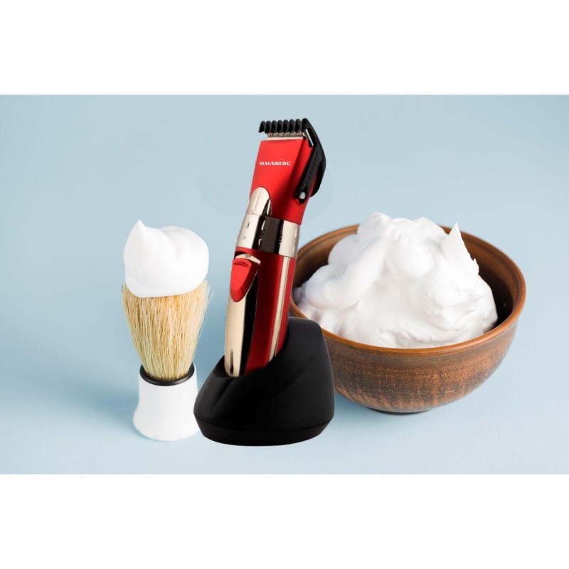 Masina de tuns reincarcabila HAUSBERG HB-64RS cu adaptor, Rosu