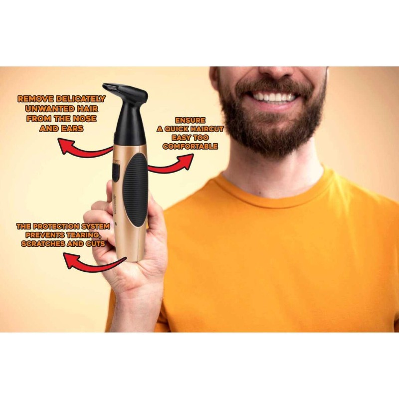 Aparat pentru tuns par nas/urechi Hausberg HB-73AU,3W, Negru/Auriu