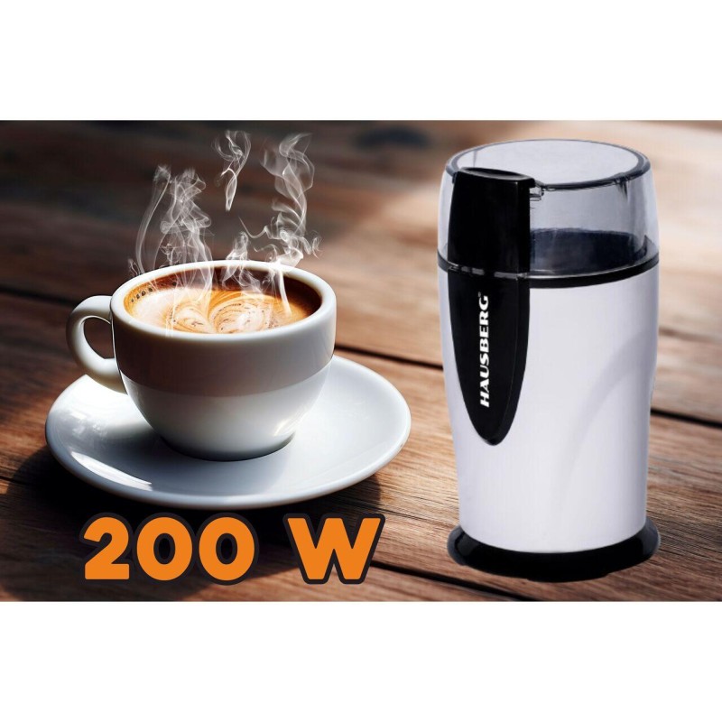 Rasnita electrica cafea HAUSBERG HB-7564AB, 150 - 200W, 70g, motor din cupru, alb
