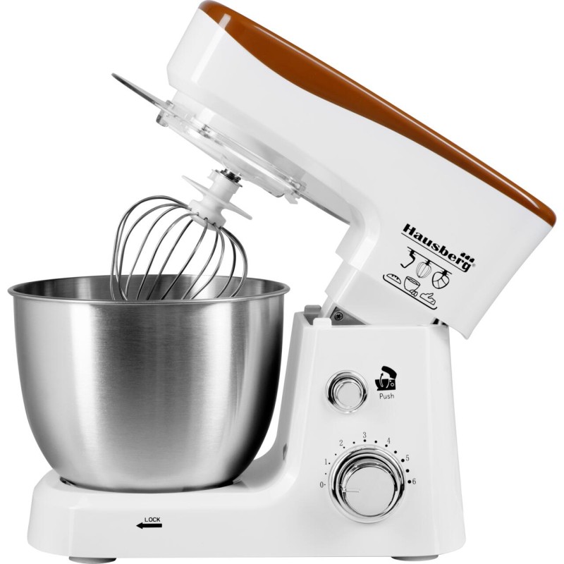 Robot de bucatarie Hausberg HB-7625AB, Bol inox 3.5 L, 700 W, 6 trepte, Alb
