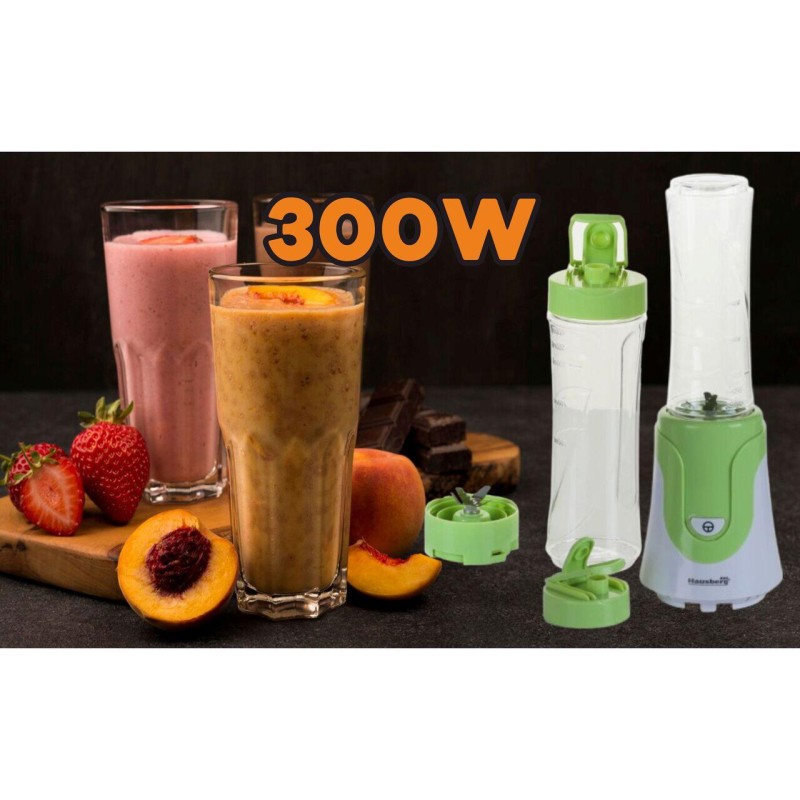 Blender Smoothie ,Hausberg HB-7676VR, Putere 300W, Capacitate 600ml, motor de cupru, Verde