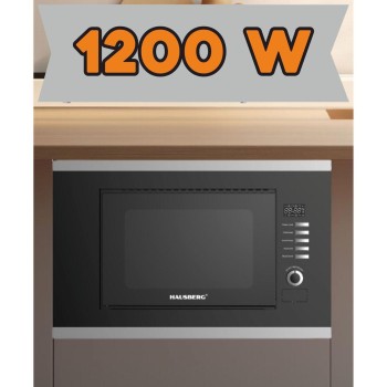 Cuptor cu microunde incorporabil HAUSBERG HB-8065NG, 20 litri, 1200 W, 6 nivele de putere, 8 programe automate, control mecanic, decongelare, timer, sistem blocare copii, negru