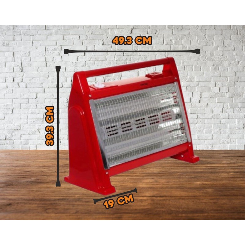 Radiator cu quartz HAUSBERG HB-8102, 1600W, 2 trepte, Protectie la supraincalzire, Rosu