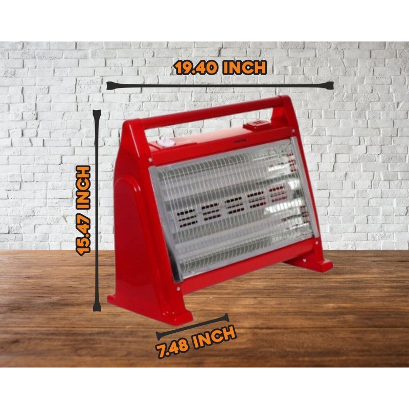 Radiator cu quartz HAUSBERG HB-8102, 1600W, 2 trepte, Protectie la supraincalzire, Rosu