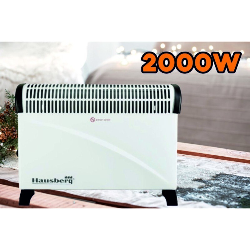 Convector electric Hausberg HB 8201, 2000 W, 3 nivele de putere, termostat reglabil, functie turbo