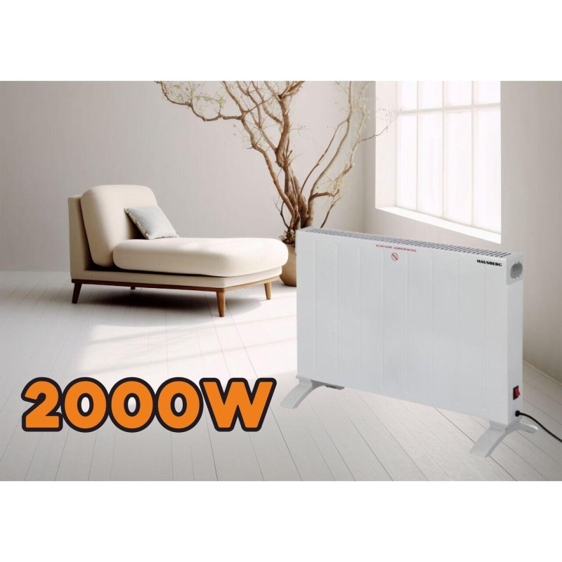 Convector electric Hausberg HB-8203, 2000W, 1 treapta putere, Siguranta impotriva rasturnarii, Alb