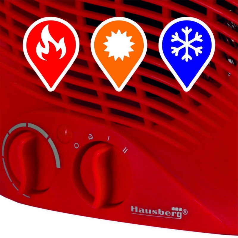 Aeroterma Hausberg HB-8500RS, 2000 W, 2 trepte de putere, Rosu