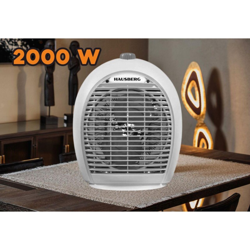 Aeroterma Hausberg HB-8504AB, 2000 W, 3 trepte de putere, sistem de siguranta, Alb