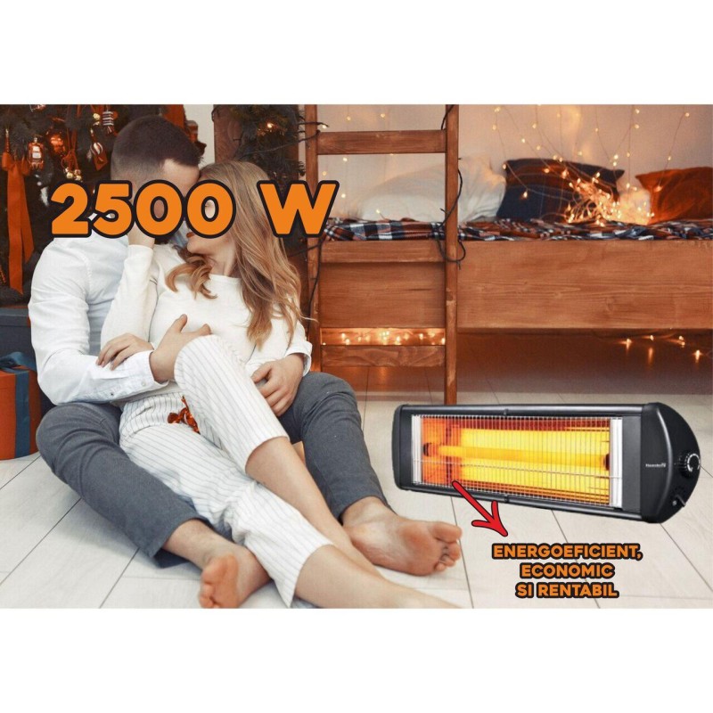 Radiator cu picior telescopic Hausberg HB-8550, 2500 W, Clasa de protectie IP20, termostat reglabil, montabil pe perete, corp din metal, eficienta maxima