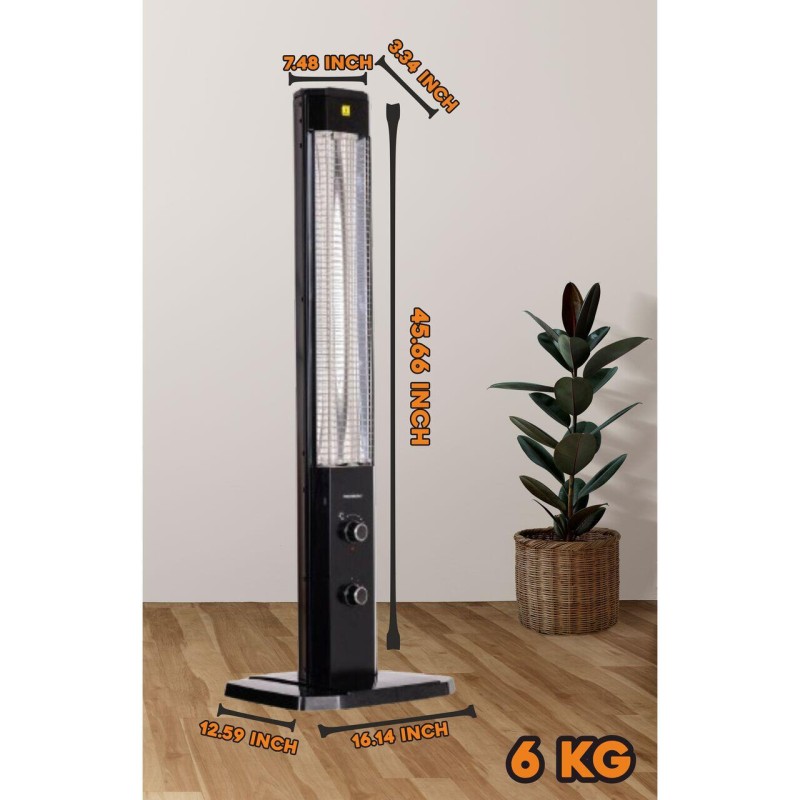Radiator Electric Hausberg HB-8560, 2300W, Termostat Reglabil, Lampa de semnalizare pentru 3 pozitii, Negru