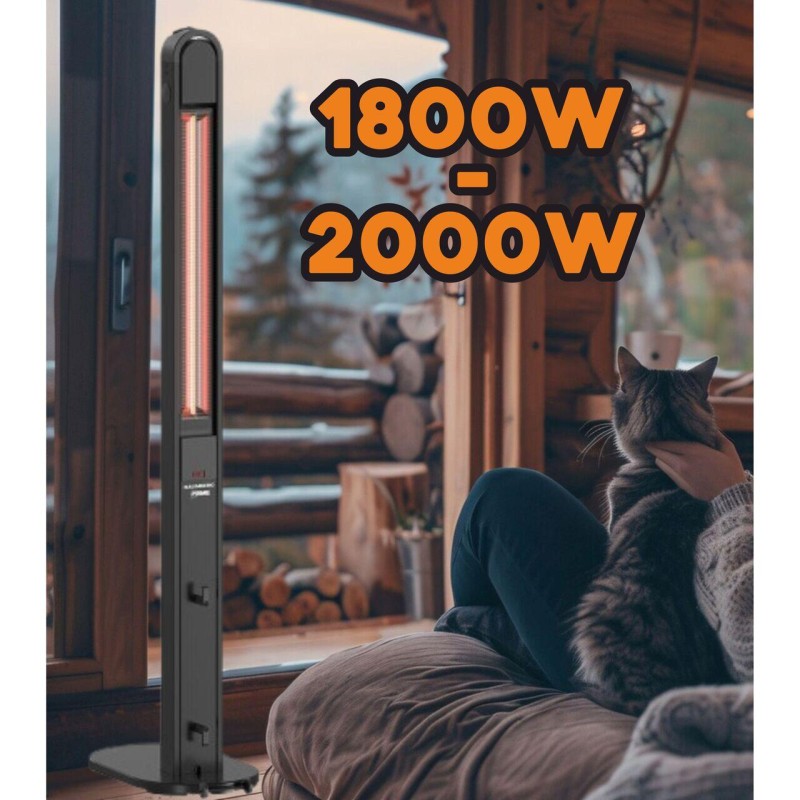 Radiator electric 2 in 1 Hausberg HB-8575, 1800-2000W, 2 niveluri incalzire, tub din fibra de carbon, protectie IP24, termostat mecanic, carcasa din aluminiu