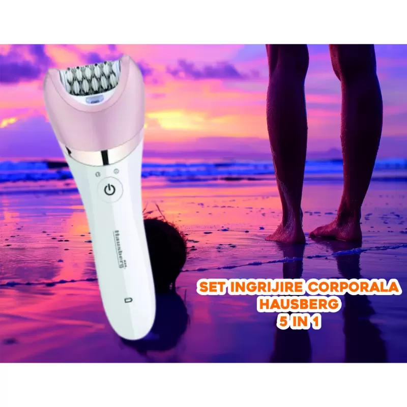 Set Ingrijire corporala 5 in 1 Hausberg HB-85AU, 5W, Voltaj 220-240V, Baterie litiu 1400 mAh, Auriu