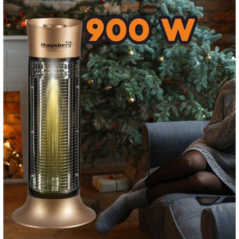 Radiator electric din fibra carbon Hausberg HB-8750AU, 900 W, 2 nivele de putere, exterior/interior, Auriu