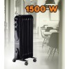 Calorifer electric cu ulei HAUSBERG HB-8905, 3 trepte, 600-900-1500 W, 7 elementi 110 mm x 580 mm, termostat reglabil, maner si rotite pentru o deplasare facila, indicator luminos functionare, negru