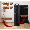 Calorifer electric cu ulei HAUSBERG HB-8945, o singura treapta de incalzire, 1000-1200 W, 9 elementi 110 mm x 330 mm, termostat reglabil, maner si rotite pentru o deplasare facila, indicator luminos functionare, negru