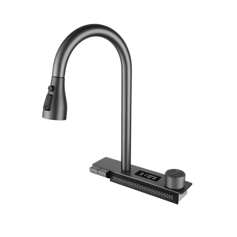 Set chiuveta multifunctionala HAUSBERG HBC-9950NG din otel inoxidabil, baterie dubla, cuva perforata fructe/legume, cuva universala cu dop scurgere, tocator, 750x460x220 mm, accesorii incluse, Negru