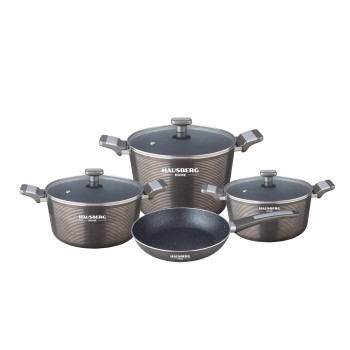 Set oale 7 piese HAUSBERG HB-H760GR GRI, acoperire antiaderenta, maner bachelita, 2.5L - 7.7L
