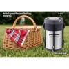 Cutie de pranz Thermos Hausberg HB H1461, 2 litri, otel inoxidabil, 3 recipiente separate, lingura, furculita, inox