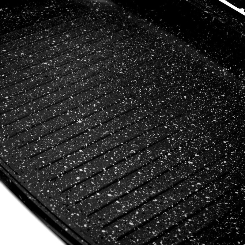 Tigaie Dubla Grill Hausberg HB-H1540NG, interior antiaderent, 36 cm, marmura, Negru