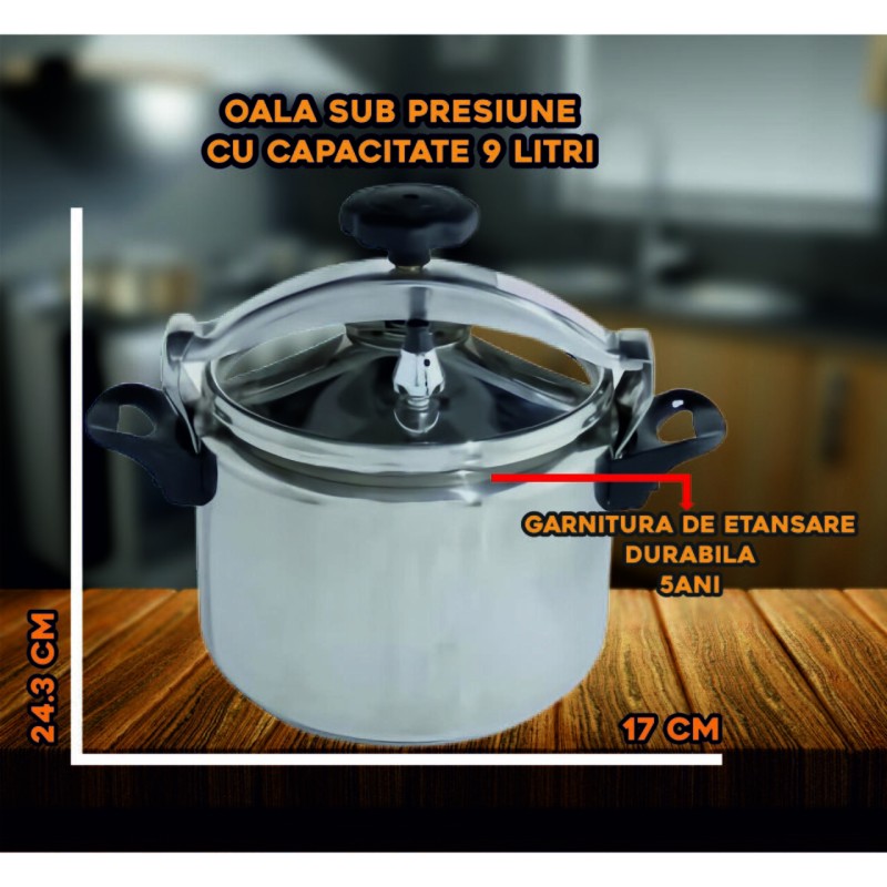 Oala sub presiune HAUSBERG HB-H313, capacitate 9 litri, aluminiu