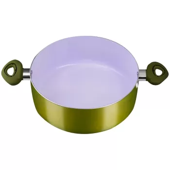 Oala ceramica Hausberg HB-H713GA nr. 22, aluminiu, interior antiaderent, manere silicon, galben