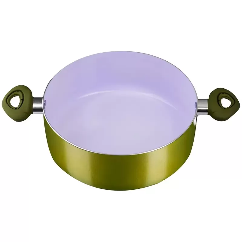 Oala ceramica Hausberg HB-H715GA, 4.5L, aluminiu, interior antiaderent, manere silicon, galben, 28x10.5cm