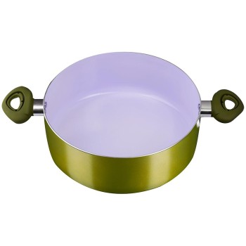 Oala ceramica cu capac Hausberg HB-H714GA, manere silicon, 4 l, 24x10.2 cm, Galben