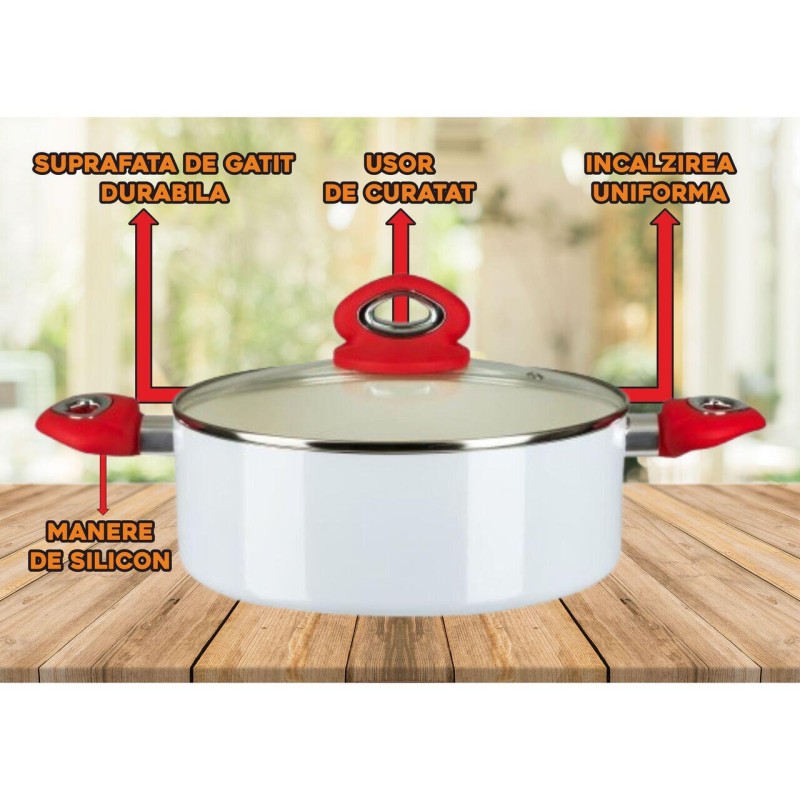Oala ceramica Hausberg, HB-H715A, 4,5l, Alb
