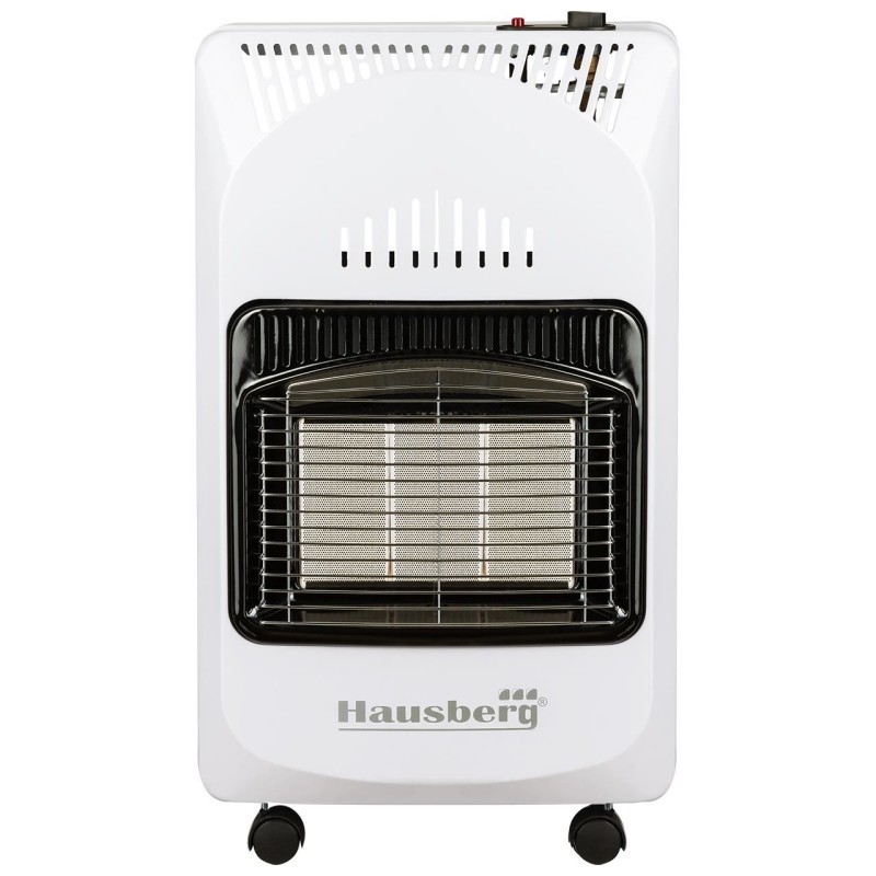 Pachet Soba pe gaz GPL (butelie) Hausberg HB-1010AB, aprindere piezo-electrica, 4.2kW, Alb, Ceas butelie, 1m furtun gaz MN2015 si 2 coliere furtun