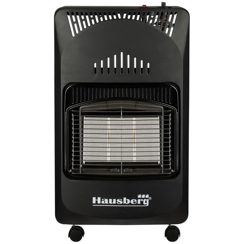 Pachet Soba pe gaz GPL Hausberg HB-1010NG, aprindere piezo-electrica, 4.2kW, Negru, Ceas butelie, 1m furtun gaz MN2015 si 2 coliere furtun