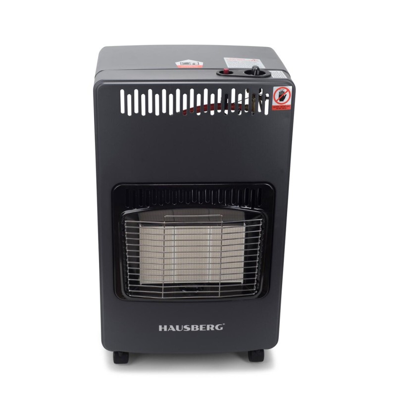 Pachet Soba pe gaz GPL Hausberg HB-1010NG, aprindere piezo-electrica, 4.2kW, Negru, Ceas butelie, 1m furtun gaz MN2015 si 2 coliere furtun