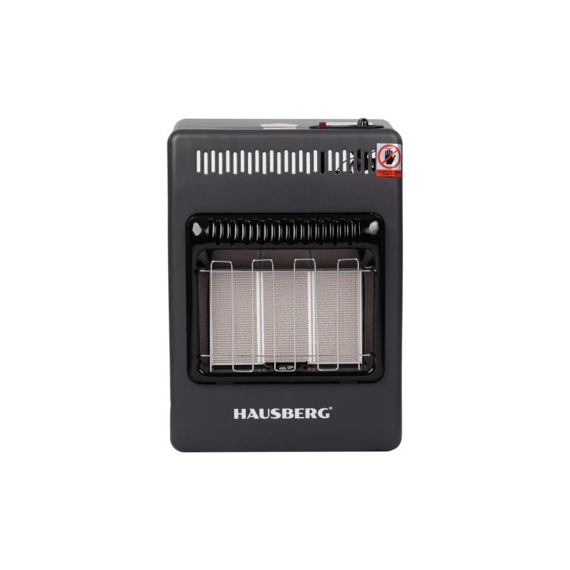 Mini Soba pe gaz GPL Hausberg HB-1023NG, aprindere piezo-electrica, 3 placi de incalzire ceramic putere totala 4.2kW, sistem de oprire automata a gazului, Negru