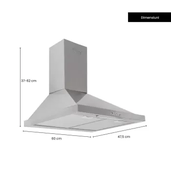 Hota incorporabila decorativa Hausberg HB-1260, Putere de absorbtie 450 m3/h, 1 motor, 60 cm, Inox
