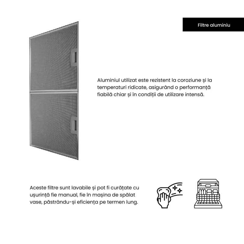 Hota incorporabila decorativa Hausberg HB-1260, Putere de absorbtie 450 m3/h, 1 motor, 60 cm, Inox