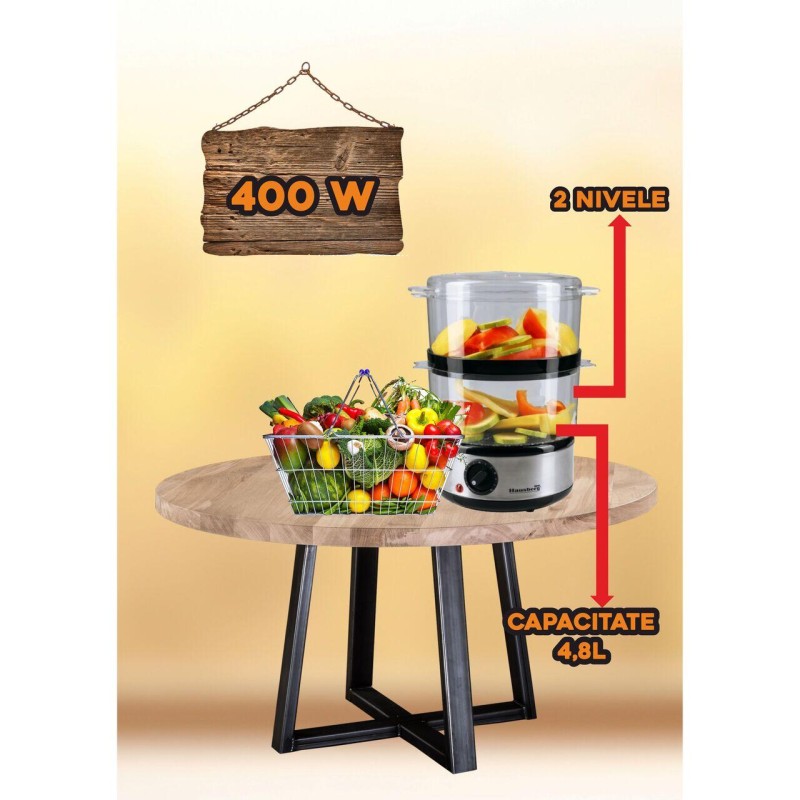 Aparat gatit cu aburi Hausberg HB-1350, 4.8L, 400W
