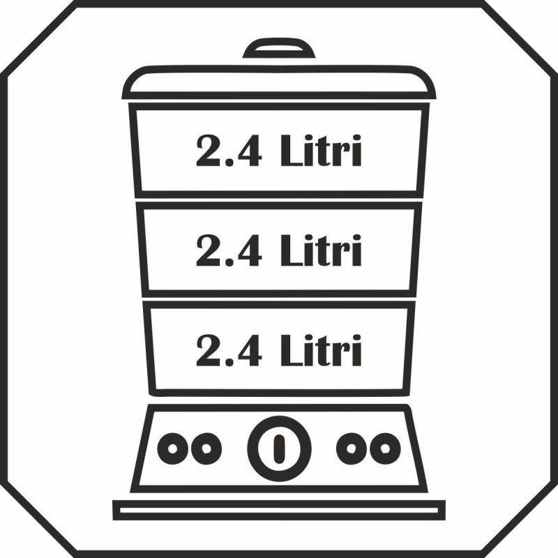 Aparat de gatit cu aburi Hausberg HB-1355, Putere 400 W, 7.2 L, 3 tavi demontabile, capacitate: 2.4 L /tava, Argintiu