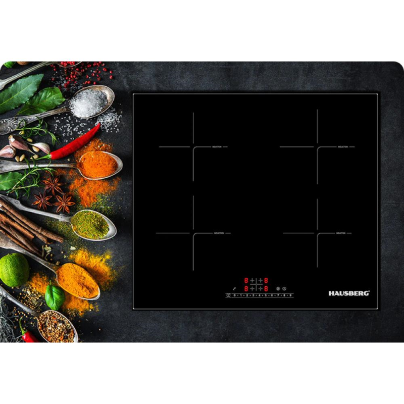 Plita incorporabila Hausberg HB1535, Electrica, Inductie, 4 zone de gatit, PowerBoost, 60 cm, Negru