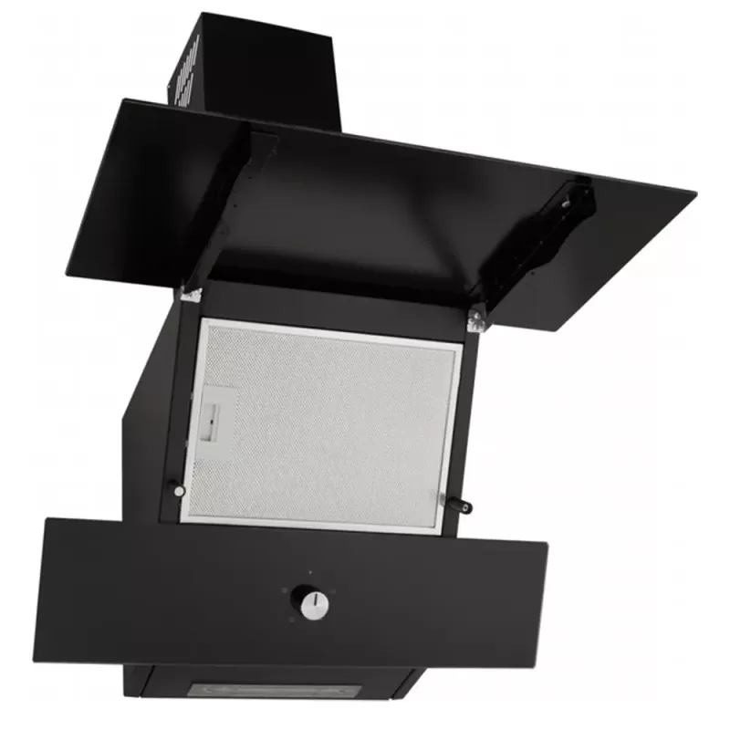 Hota Incorporabila decorativa Hausberg HB-2285NG, 163W , Filtru aluminiu, Putere de absorbtie maxim 650 m3/h, 60 cm, Negru