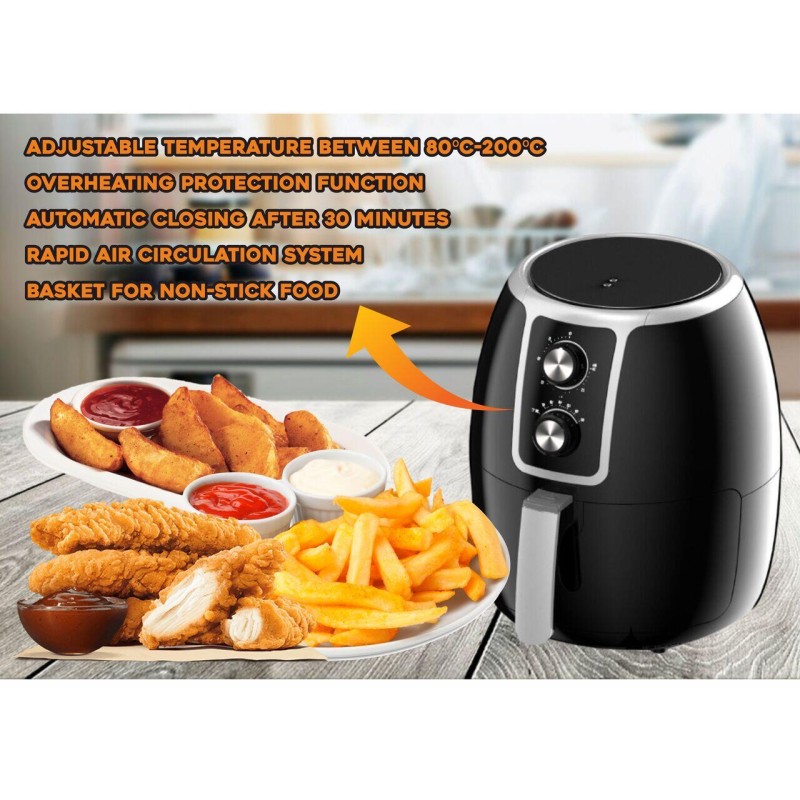 Friteuza Air Fryer Hausberg HB2350, 1500 W, 3.5 L, Timer, protectie supra-incalzire