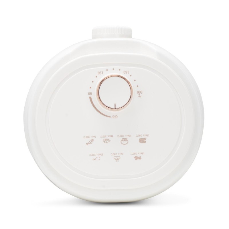 Friteuza cu aer cald HAUSBERG HB-2351, 1000-1200 W, 2.6 litri, temporizator 30 min, oprire automata, indicator luminos, termostat reglabil 80-200 grade C, protectie supraincalzire, picioare antiderapante, Alb