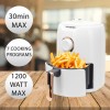 Friteuza cu aer cald HAUSBERG HB-2351, 1000-1200 W, 2.6 litri, temporizator 30 min, oprire automata, indicator luminos, termostat reglabil 80-200 grade C, protectie supraincalzire, picioare antiderapante, Alb