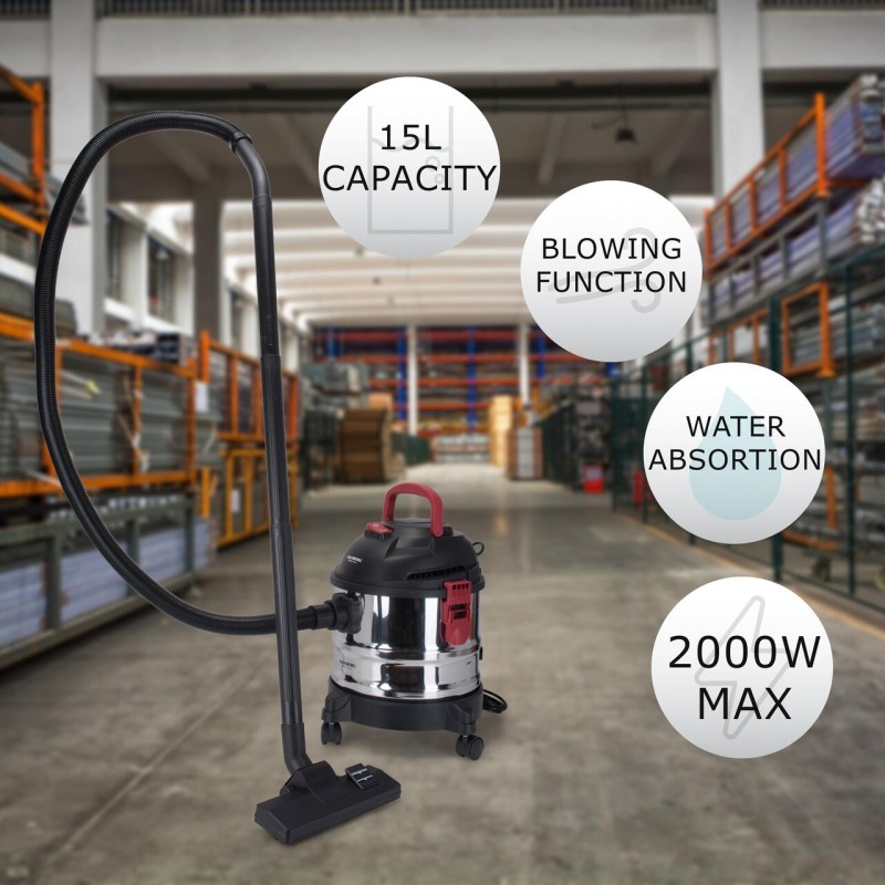 Aspirator cu sac HAUSBERG HB-2836IN, aspirare umeda si uscata, functie suflare, 15 litri, 2000 W