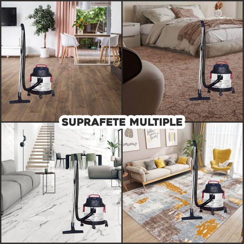 Aspirator cu sac HAUSBERG HB-2837IN, aspirare umeda si uscata, functie suflare, 20 litri, 2000 W