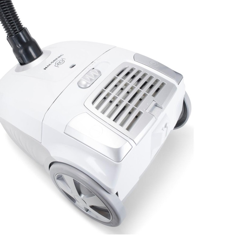 Aspirator cu sac HAUSBERG HB-2877AB, aspirare uscata, 4 litri, 1400 - 1800 W, protectie motor, sistem de rulare a cablului, Alb-Gri