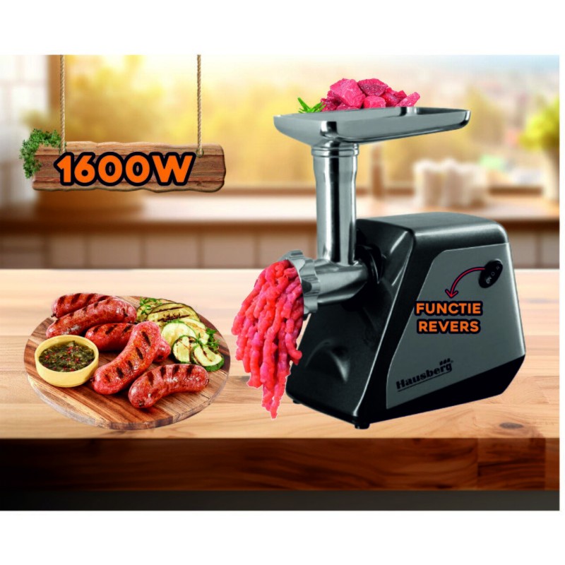 Masina de tocat carne electrica Hausberg HB3450 1600W accesorii rosii incluse