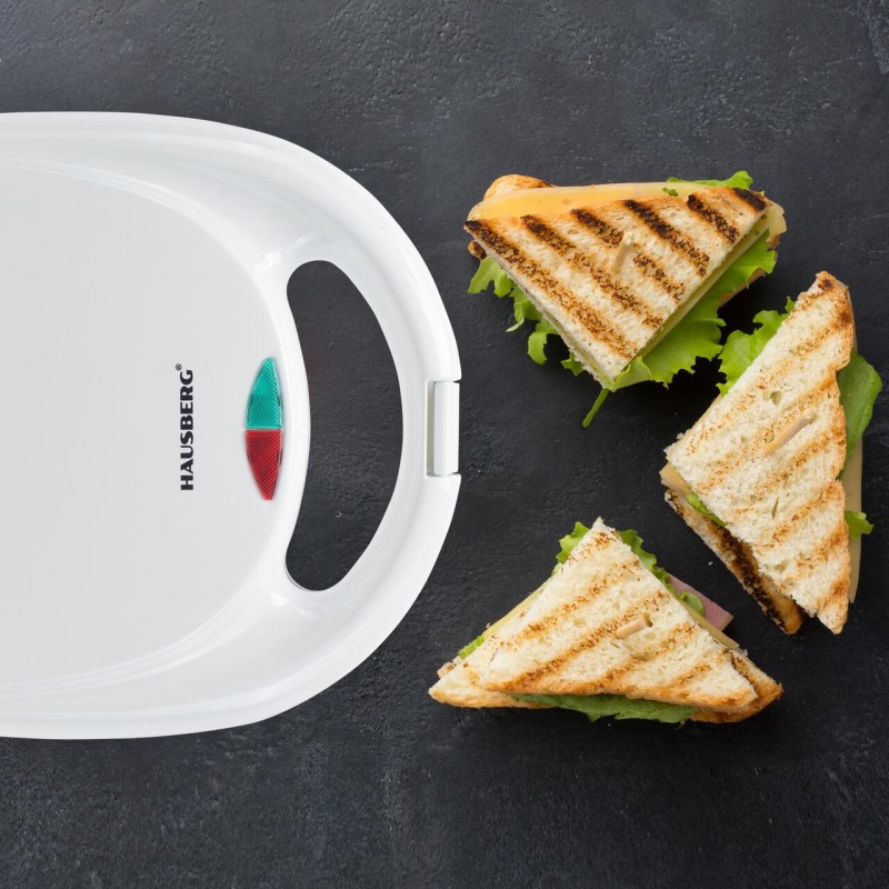 Sandwich Maker Hausberg HB-3522AB, 1200 W , culoare alb, avertizare led, model grill