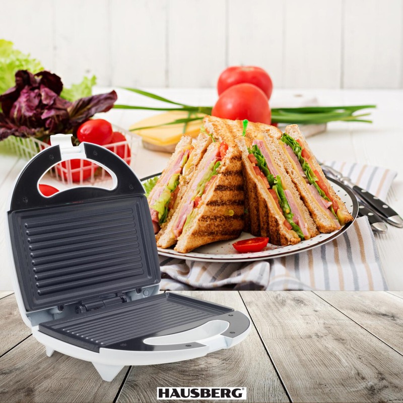 Sandwich Maker Hausberg HB-3522AB, 1200 W , culoare alb, avertizare led, model grill