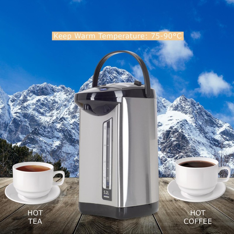 Fierbator electric si Termos HAUSBERG HB-3645IN, 750-900W, 220-240V, 5,2L, Mentinerea calda a lichidelor, Indicator al nivelului apei, Protectie impotriva incalzirii, Thermo Pot, Inox